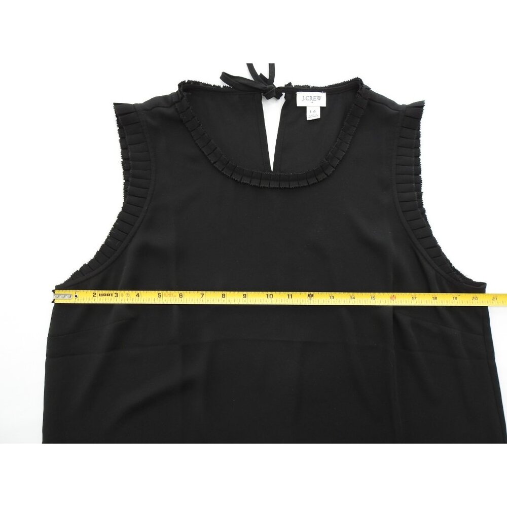 J Crew Black Sheer Lightweight Sleeveless Ruffle Trim Blouse Size 14 BusinessCas - Picture 5 of 11